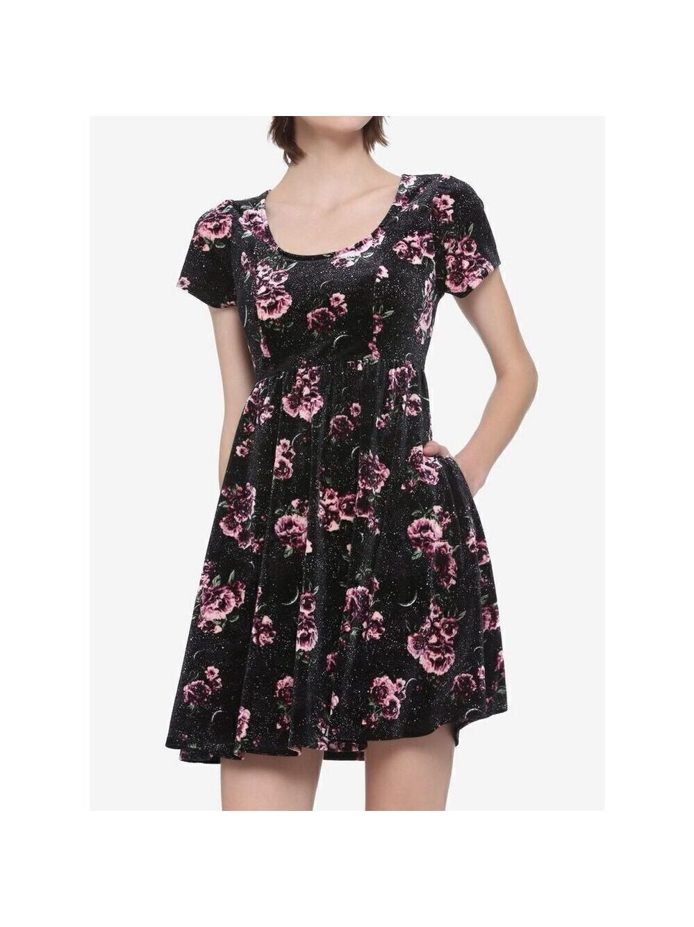 Hot Topic Roses & Moons Velvet Dress (Med)